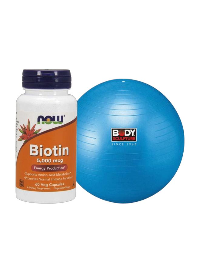 now Balance & Beauty Bundle – 75cm Gym Ball + Biotin 5000 mcg Supplement - Image 1