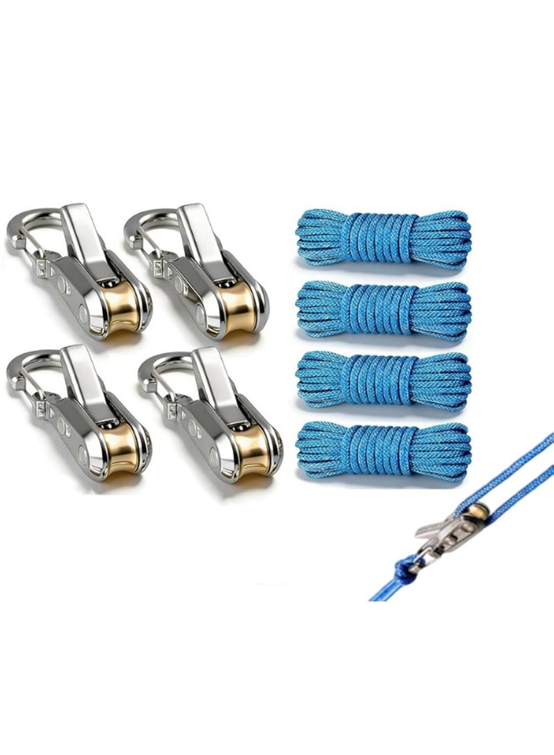 Rope Tightener & Guyline Tensioner - Heavy Duty Retractable Paracord with Alloy Carabiner Clip, Windproof Tie Downs for Camping Tent, Tarp & Hammock Setup