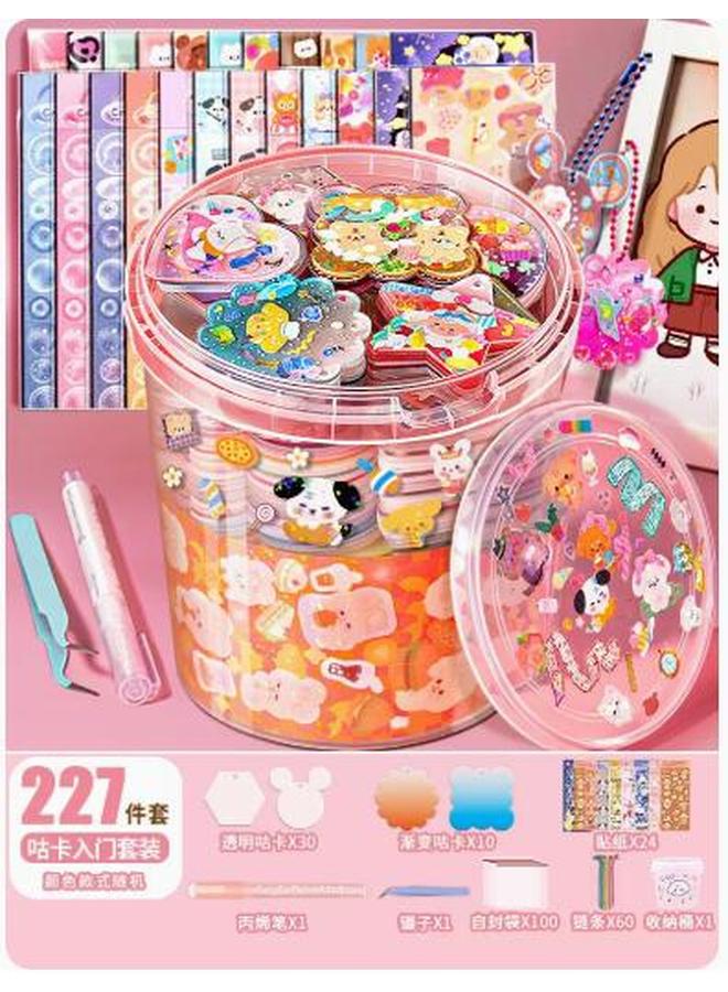 Bluejw Children's Free Matching DIY Hand Account Goo Card Sticker Paper Sticker Big Suit Goo Plate Card Full Set Of Materials Storage Box Toys - Image 1