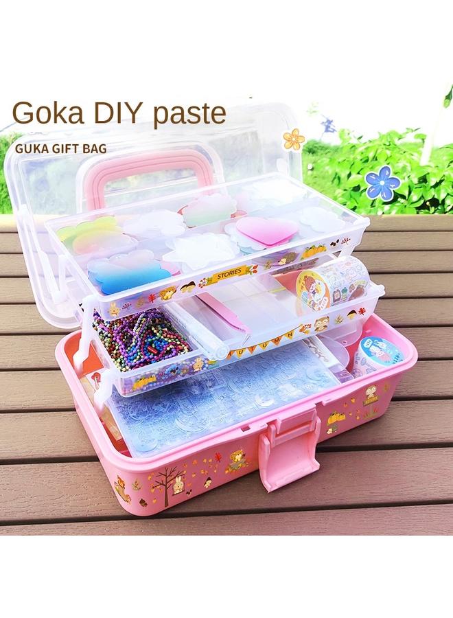 Bluejw Children's Free Matching DIY Hand Account Goo Card Sticker Paper Sticker Big Suit Goo Plate Card Full Set Of Materials Storage Box Toys - Image 2