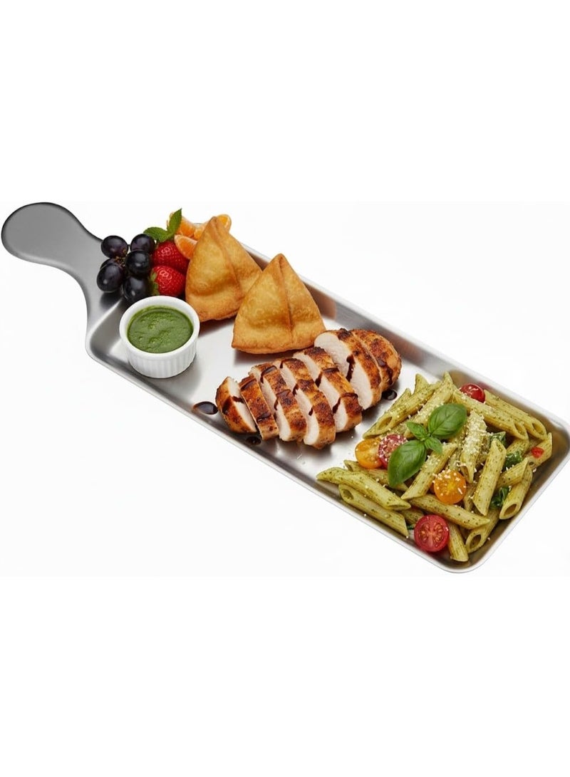صينية تقديم مستطيلة من الستانلس ستيل مقاس 45 سم – طبق تقديم أنيق للطعام والحفلات والشواء والبوفيه والديكور المنزلي - Image 3