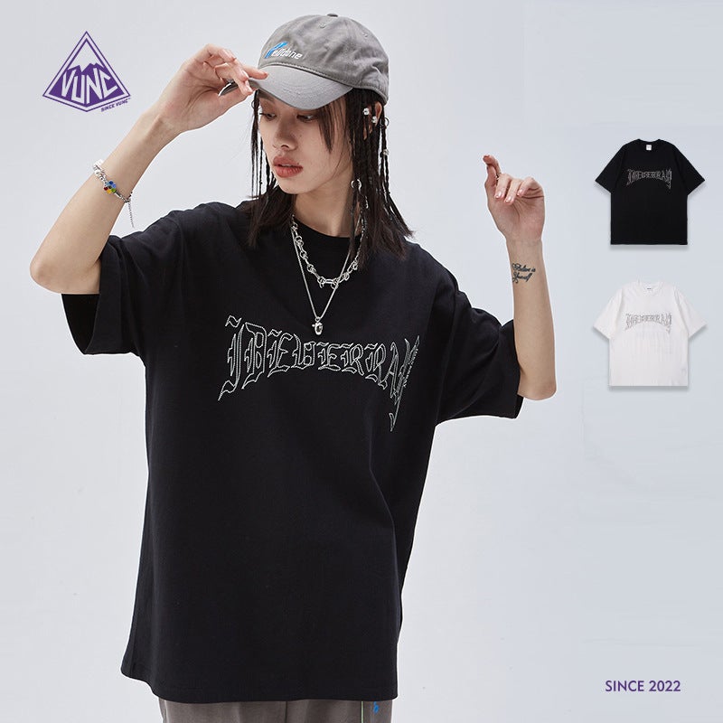 Vunc Men'S Clothing | 2022 American High Street Pure Cotton Couple Oversize Loose Fashion Brand Short Sleeve T-Shirt - Image 2