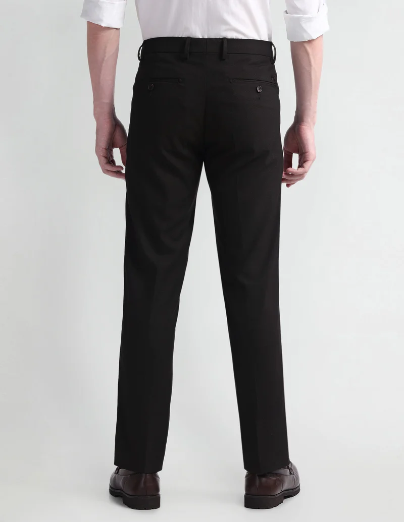 Arrow Dark Brown Dobby Tailored Fit Trousers for Men | Best Price UAE