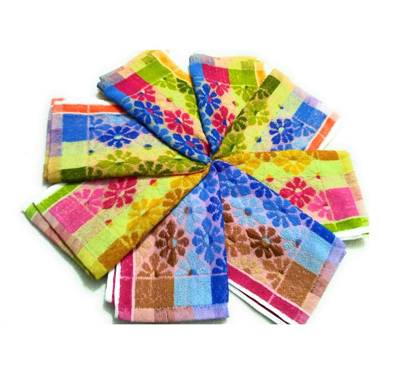 Cotton Colors Cotton Colors Floral Design Hand Towels (Medium, Multicolor, Pack of 8)_t036  - Image 1
