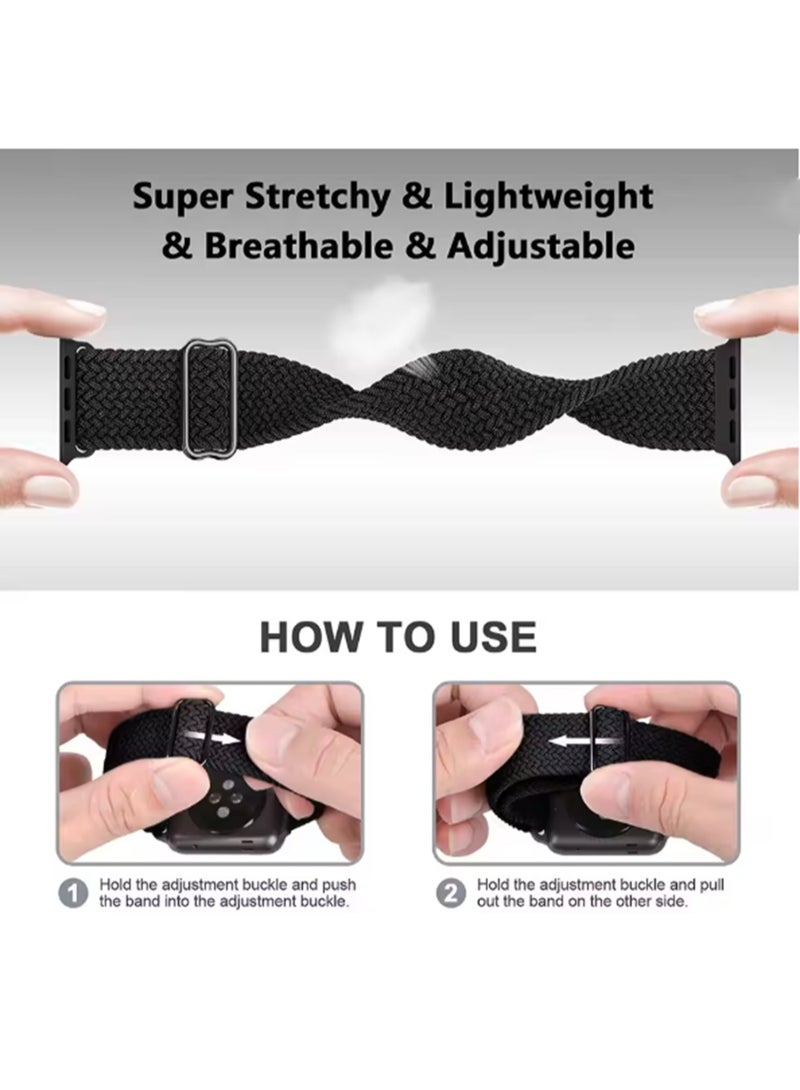 يوك سوار ساعة نايلون بديل رياضي لأساور iWatch 10 11 9 8 7 6 5 4 46 مم 49 مم 45 مم 44 مم 42 مم مناسب للاستخدام اليومي باللون الأسود والأزرق - Image 5