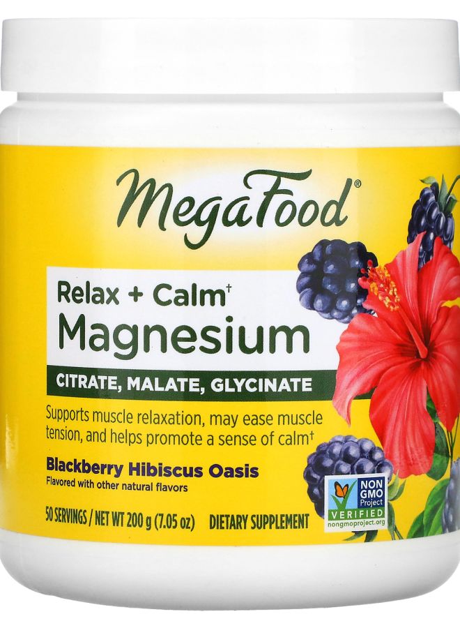 MegaFood Relax + Calm Magnesium Blackberry Hibiscus Oasis 7.05 oz (200 g)