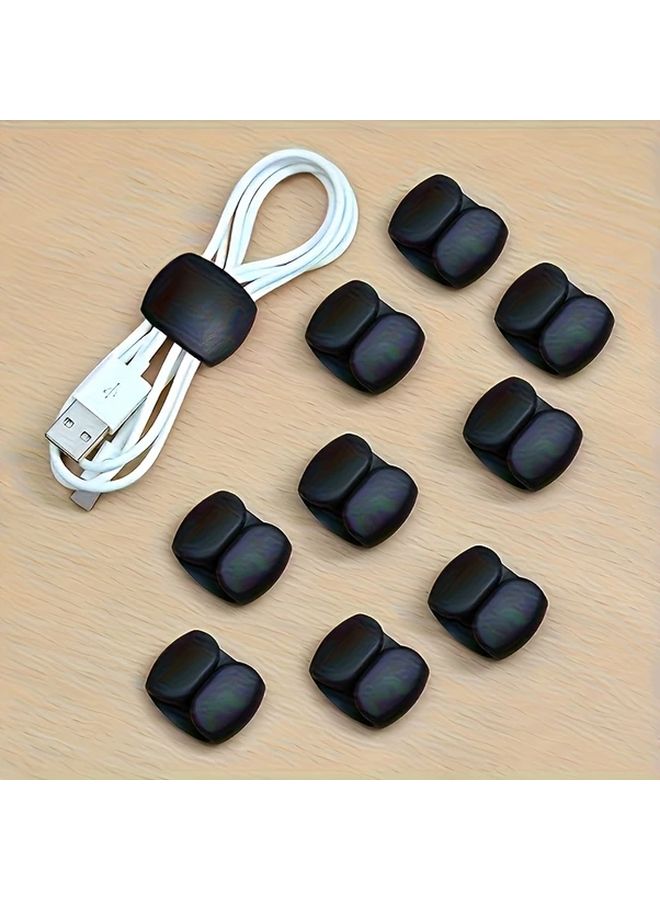 Black Cable Organizer Clips 10 Pcs Durable Cord Management Solution Prevents Tangle - Image 1