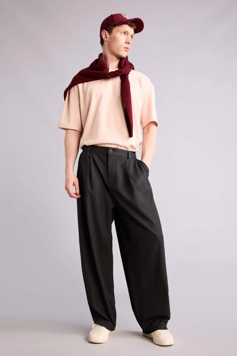 Defacto  Classic Cut Wide Leg Trousers for Men | Best Price UAE