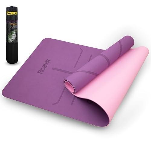 Robust NonSlip Yoga Mat with Strap TPE EcoFriendly Workout Mat for Yoga with Position Lines and Texture Surface Gym Mat for Women Men Pilates and Exercises Anti Tear Sweat Proof Exercise Mat - Image 1