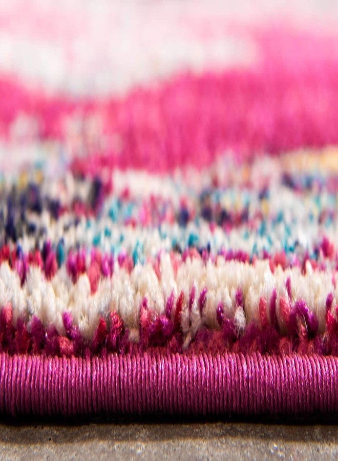 يونيك لوم سجادة ممر وردية عتيقة تقليدية مزينة بنقوش زهور من مجموعة يونيك لوم ميديشي (2' 7 x 10' 0) - Image 4