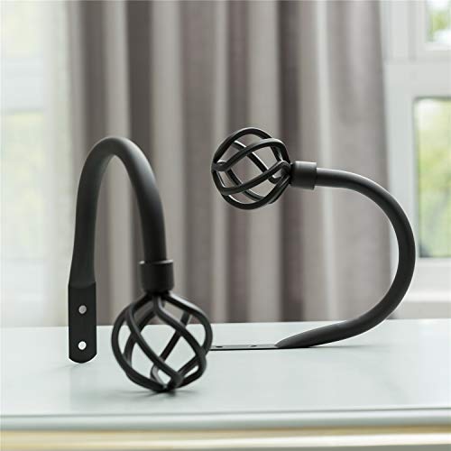 HIKMLK Geometric Industrial Curtain Holdbacks 2pcs, Solid Cast Iron Heavy Duty Curtain Tiebacks for Wall, Side Holder Pull Back Hooks for Drapes Tie Back Home Window Decor (Matt Black) - Image 3