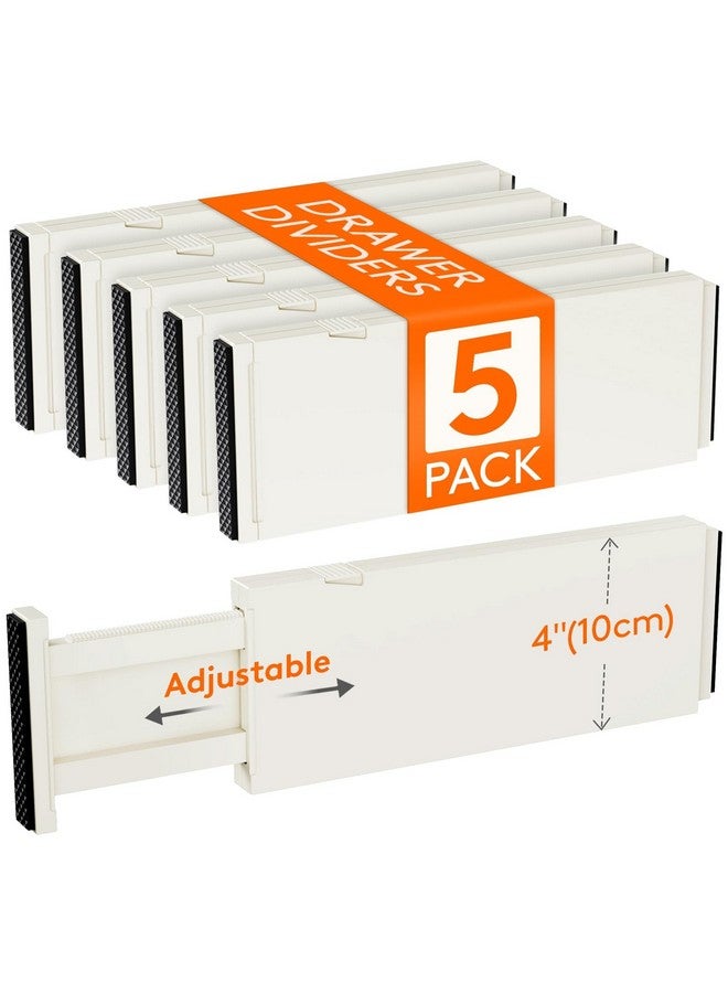 Lifewit 5 Pack Drawer Dividers 4" High, 11-17" Adjustable Dresser Drawer Organizers for Clothes, Expandable Dresser Separators in Bedroom/Bathroom/Kitchen/Vanity/Office Organization and Storage, Beige - Image 1