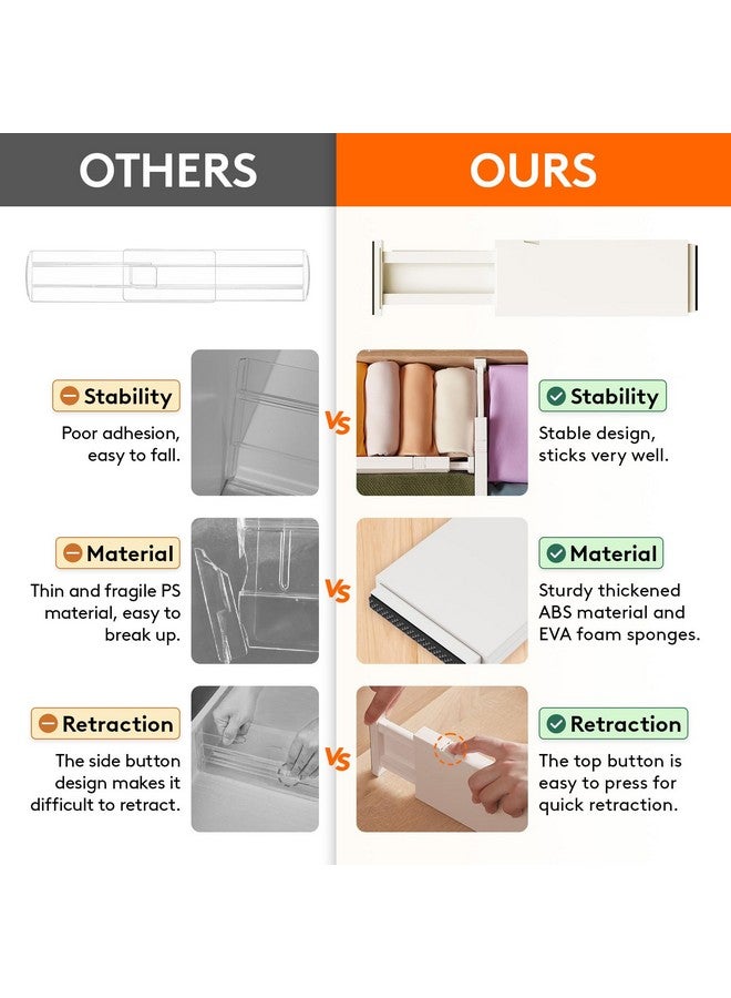 Lifewit 5 Pack Drawer Dividers 4" High, 11-17" Adjustable Dresser Drawer Organizers for Clothes, Expandable Dresser Separators in Bedroom/Bathroom/Kitchen/Vanity/Office Organization and Storage, Beige - Image 4