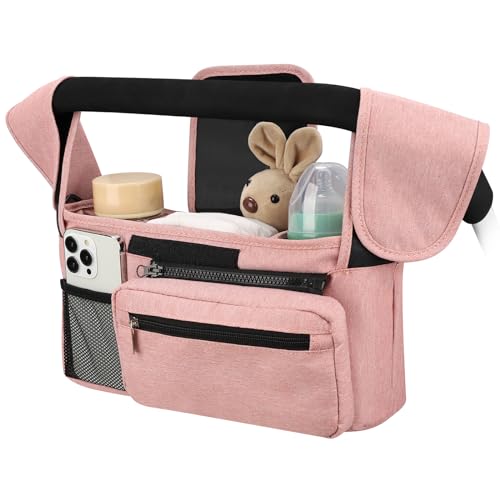 Accmor Universal Stroller Organizer with Insulated Cup Holder Detachable Phone Bag and Shoulder Strap Stroller Bag Caddy Organizer Accessories Fits for Uppababy Baby Jogger Britax Strollers - Image 1