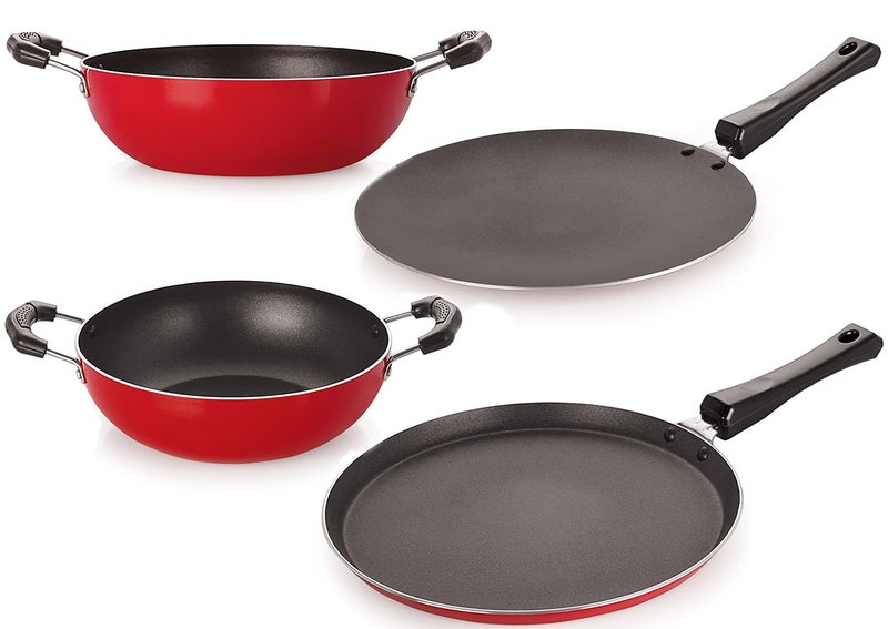 Nirlon Non-Stick Cookware Kitchen Cooking Utencil Combo Set, (26_CT_KD12_KD14_FT10),Non-Toxic - Image 1