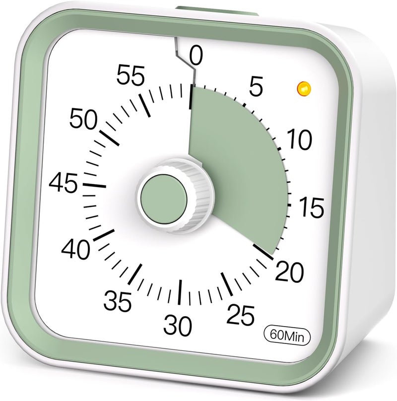 InfPokid Visual Timer with Pause Function, 60 Minute Countdown, Pomodoro Timer for Kids and Adults, Productivity Timer, Time Management for Kitchen Cooking, Study, Teaching, Office Meetings (White) - Image 1