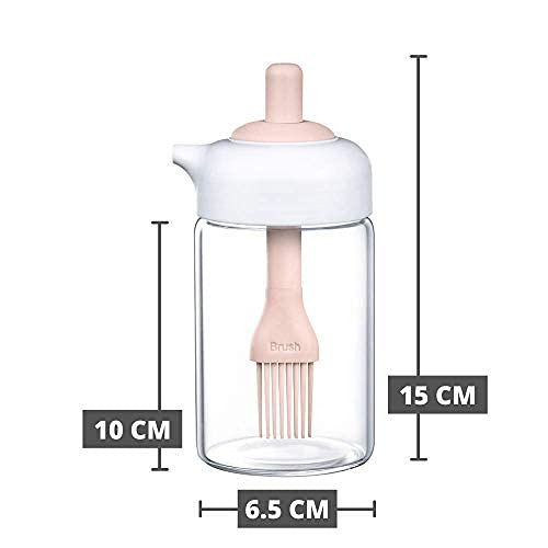 Femora Borosilicate Glass Kitchen Cannister, Oil Mini Jar, Kitchen Storage, 230 ML, Pack of 1, Pink,Cooking Oil - Image 3