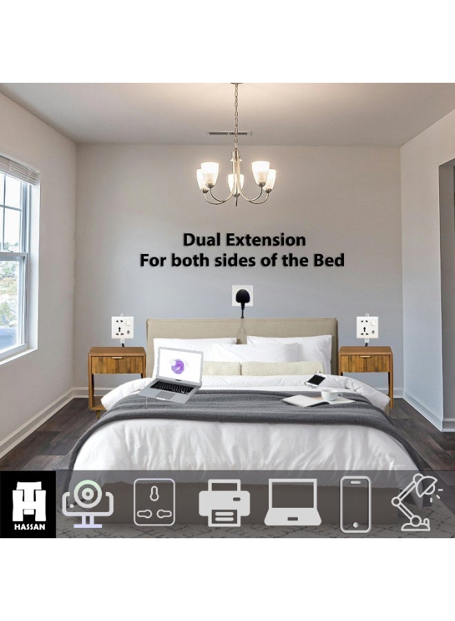 Hassan Dual Universal Socket Extension Cord - 2-in-1 Multi-Purpose Outlets, Space-Saving Design for Versatile Use - Image 3