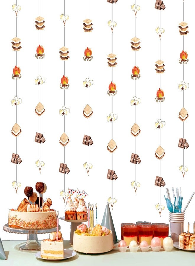 Fangleland 8Pcs S’More Theme Streamers, Bonfire Marshmallow Paper Garland for Camping Camper Birthday Baby Shower Party, Campfire Smore Hanging Decorations Supplies - Image 1