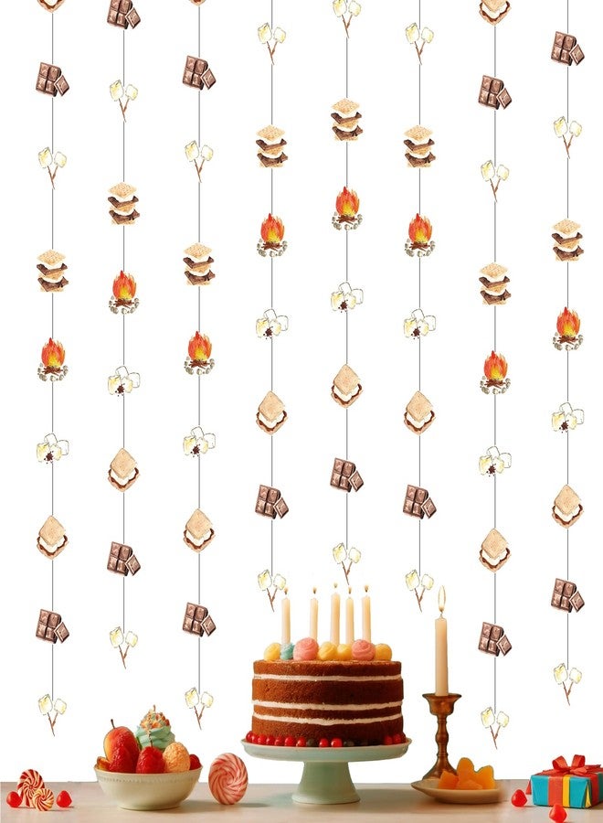 Fangleland 8Pcs S’More Theme Streamers, Bonfire Marshmallow Paper Garland for Camping Camper Birthday Baby Shower Party, Campfire Smore Hanging Decorations Supplies - Image 2