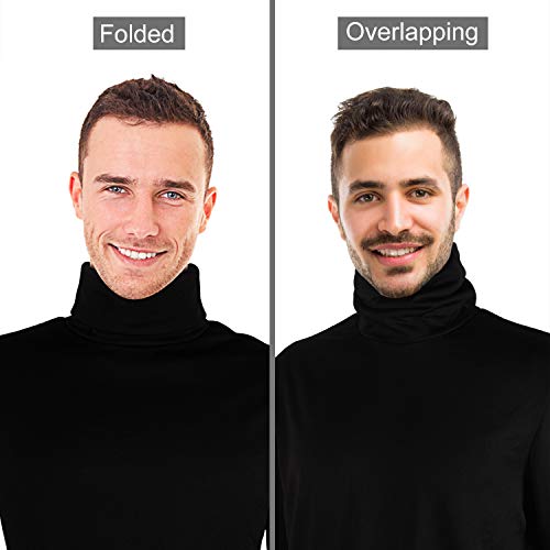 TUPARKA Mens Turtleneck Soft Long Sleeve Top Ski Golf Thermal T-Shirt Jumper Large Size Black (XL) - Image 5
