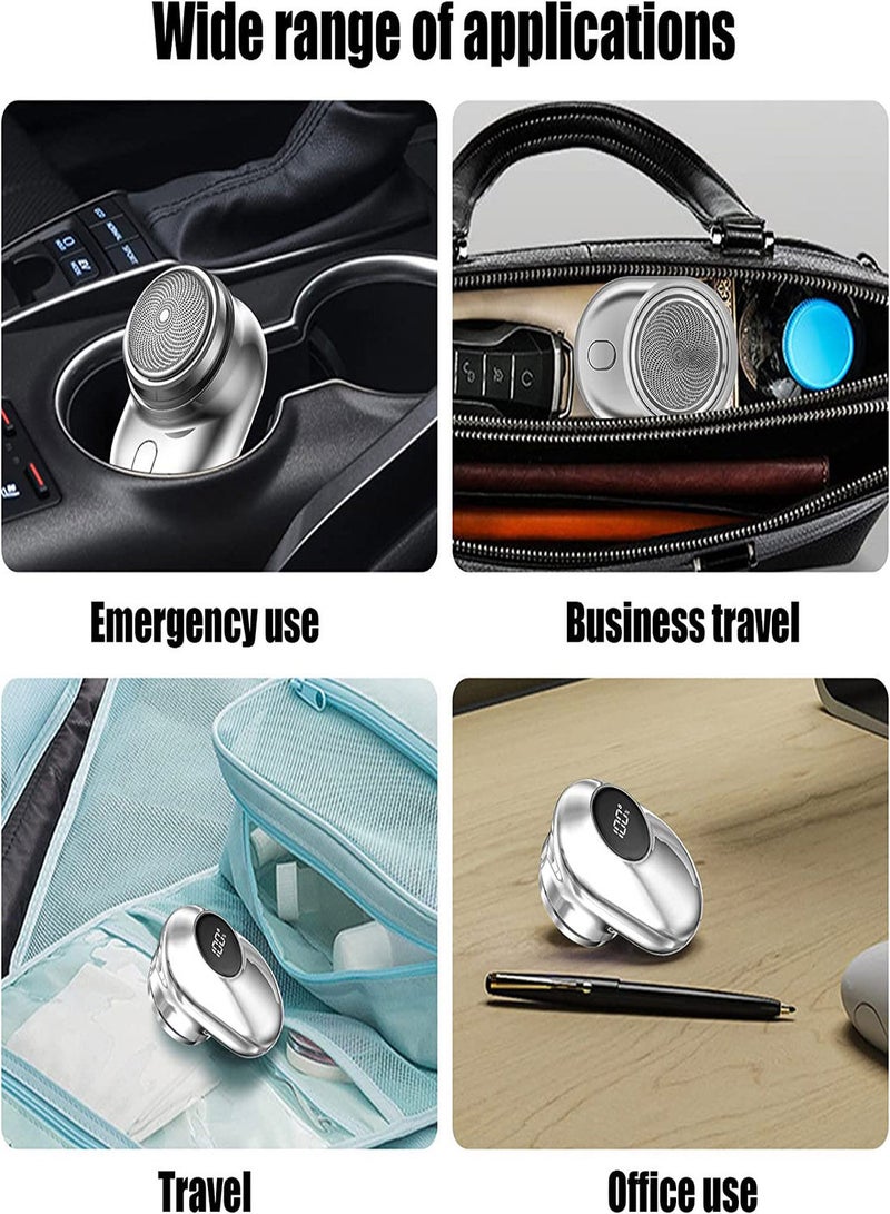 نيبمينينت Mini Electric Shaver, Pocket Size Portable Shaver LCD Power Display, Wet Dry Razor for Men, Washable Razor, USB Rechargeable Suitable Home, Car, Travel (Silver) - Image 5