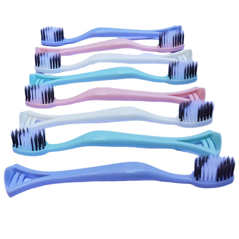 9UP 2 In 1 Soft Toothbrush With Tongue Cleaner Tool With Storage Box | Sensitive & Gums Soft Bristle Manual Toothbrush For Adults (Pack Of 16Pcs), Multicolour - Image 1