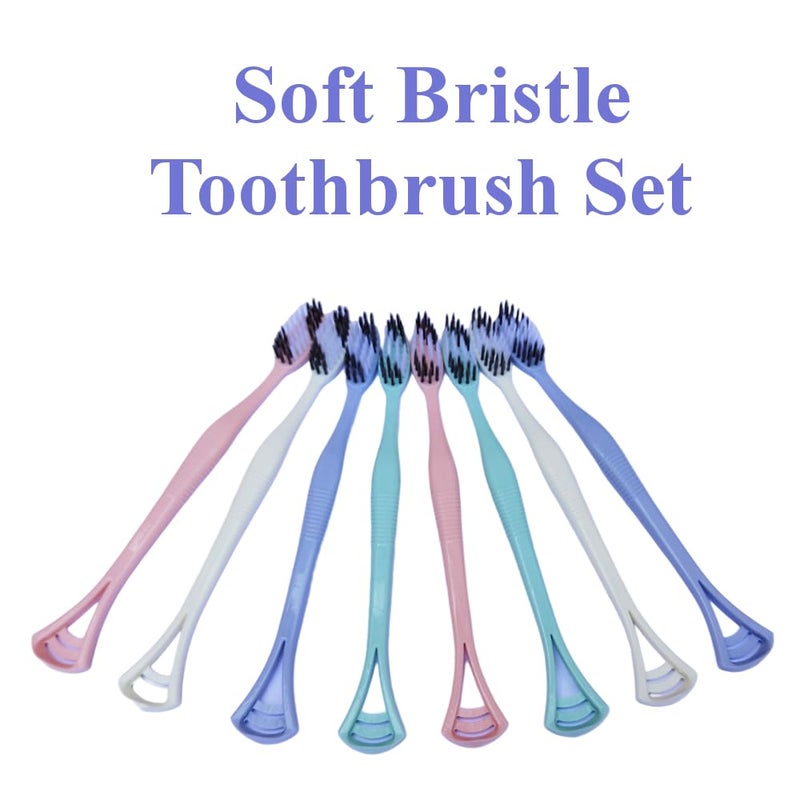 9UP 2 In 1 Soft Toothbrush With Tongue Cleaner Tool With Storage Box | Sensitive & Gums Soft Bristle Manual Toothbrush For Adults (Pack Of 16Pcs), Multicolour - Image 2