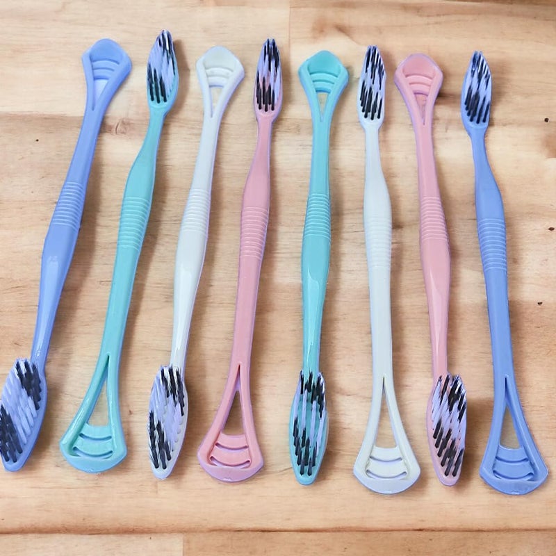 9UP 2 In 1 Soft Toothbrush With Tongue Cleaner Tool With Storage Box | Sensitive & Gums Soft Bristle Manual Toothbrush For Adults (Pack Of 16Pcs), Multicolour - Image 3