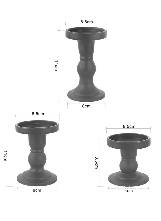 Generic - 3 Pcs Black Glass Candle Holder Set Clear, Candlesticks Holders Pillar Taper Candles Tealight Stand for Wedding Centerpieces Home Decorations Dining Table - Image 1