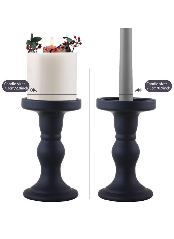 Generic - 3 Pcs Black Glass Candle Holder Set Clear, Candlesticks Holders Pillar Taper Candles Tealight Stand for Wedding Centerpieces Home Decorations Dining Table - Image 1