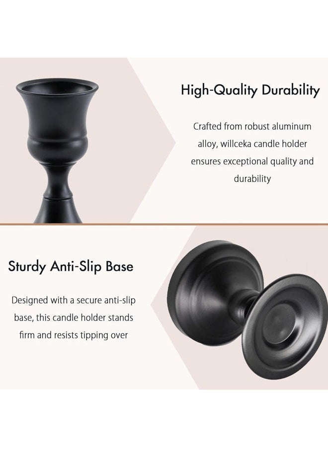 Generic - 3 Pcs Black Glass Candle Holder Set Clear, Candlesticks Holders Pillar Taper Candles Tealight Stand for Wedding Centerpieces Home Decorations Dining Table - Image 1