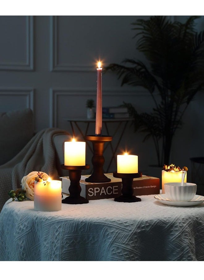 Generic - 3 Pcs Black Glass Candle Holder Set Clear, Candlesticks Holders Pillar Taper Candles Tealight Stand for Wedding Centerpieces Home Decorations Dining Table - Image 1