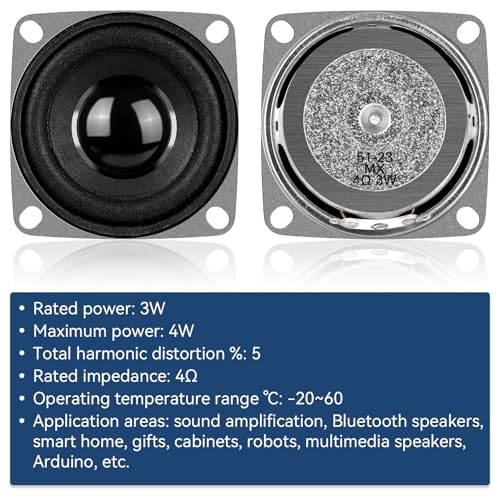 MakerHawk 2" 4 Ohms 3W Full Range Audio Speaker Stereo Woofer Loudspeaker for Arduino (4pcs) - Image 2