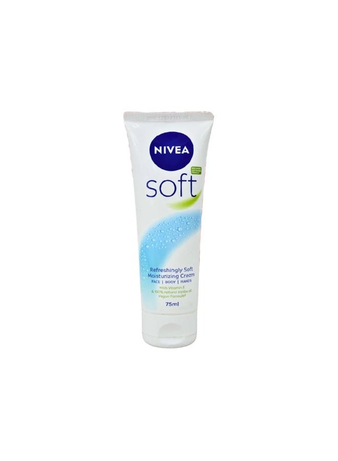 Nivea Soft Moisturising Cream Face Body Hands 75ML - Image 1
