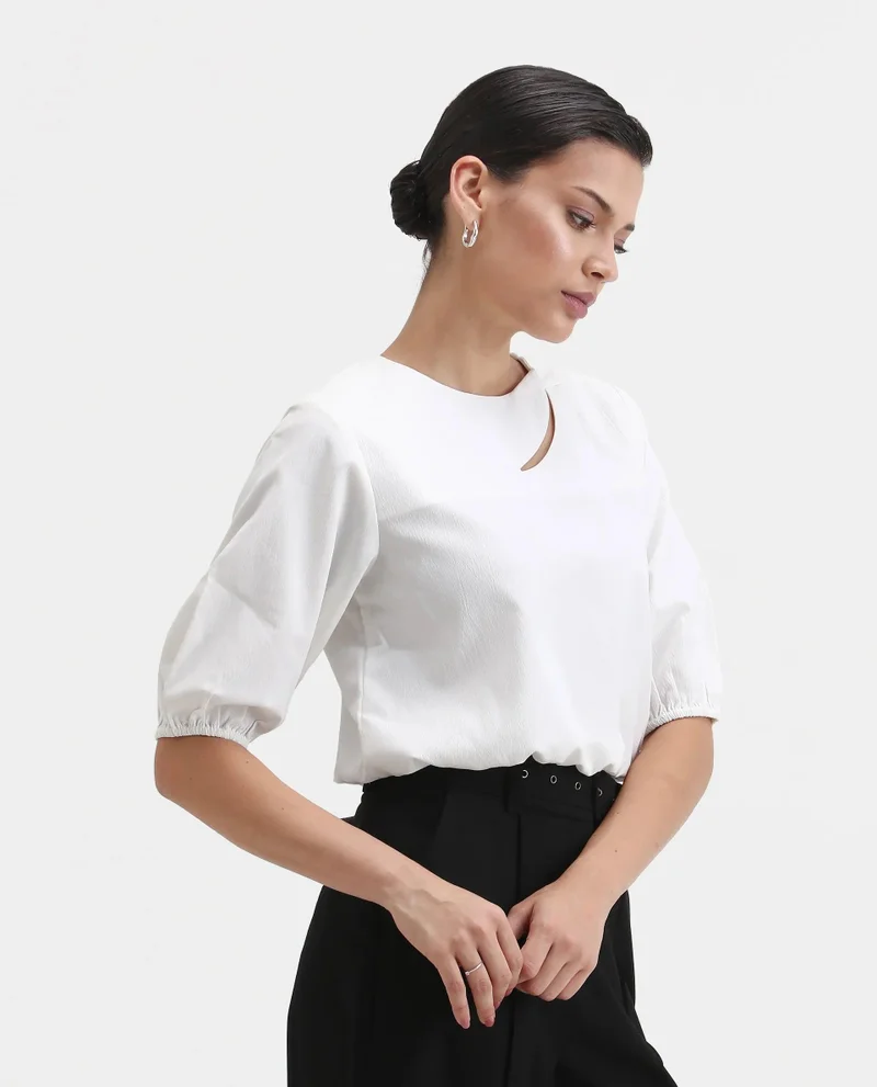 Rareism Women's Twist Detail Neck Crop Top