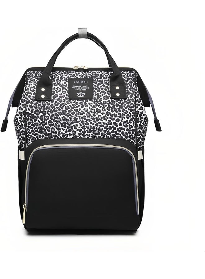 LEQUEEN Armbq Leopard Print Diaper Bag Backpack Multi-Function Diaper Bag for Baby Care Waterproof Travel Baby Bag for Mom - Image 1