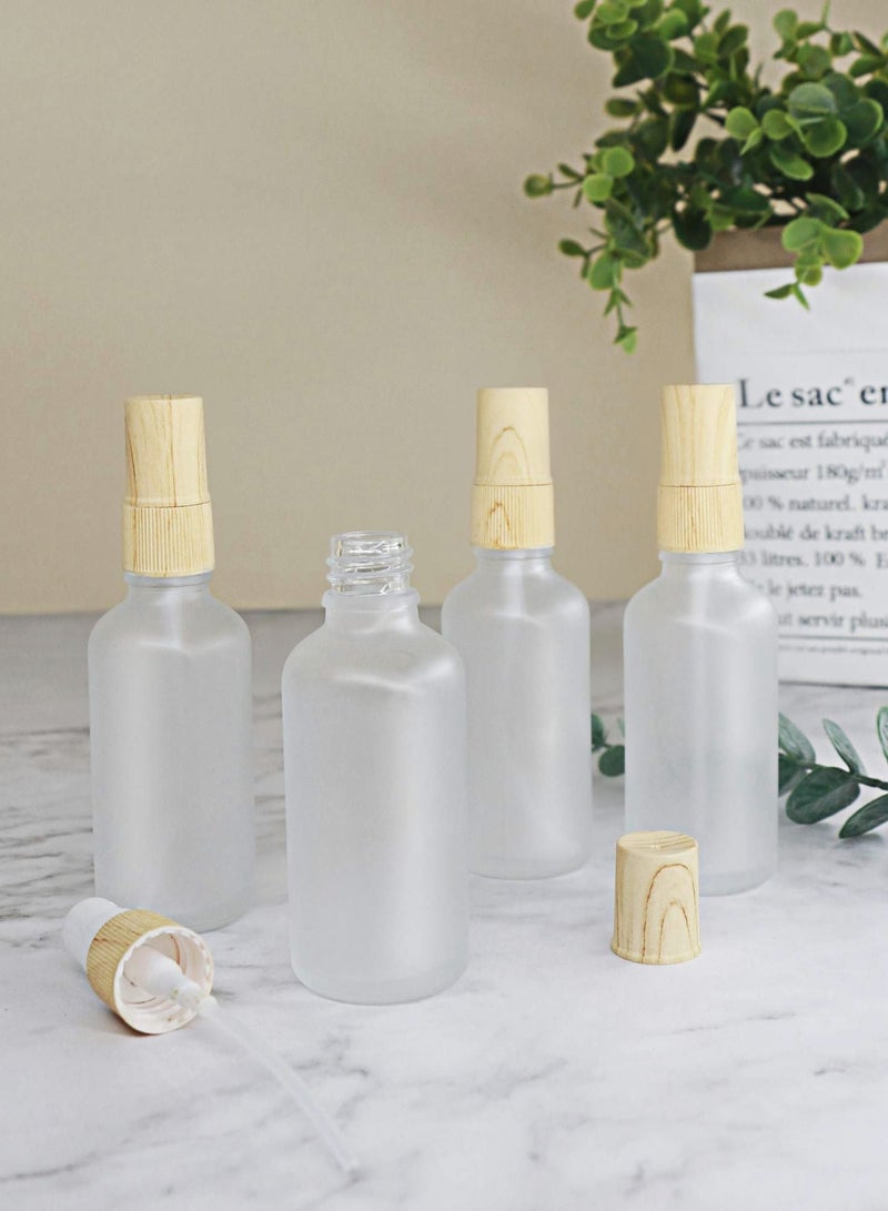 4 Pcs Frosted Glass Spray Bottles, Portable Travel Empty Spray Bottle for Essential Oils, Small Fine Mist Perfume Sample Vials Essence Liquid Cosmetic Containers, 50ml