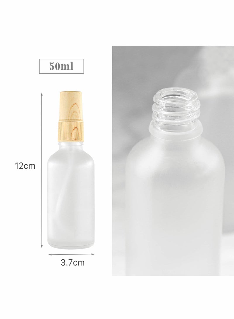 4 Pcs Frosted Glass Spray Bottles, Portable Travel Empty Spray Bottle for Essential Oils, Small Fine Mist Perfume Sample Vials Essence Liquid Cosmetic Containers, 50ml