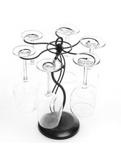 MyGift Scrollwork Black Metal Freestanding Tabletop Stemware Storage Rack/Wine Glass Cup Holder with 6 Hooks  - Image 3
