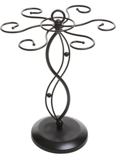 MyGift Scrollwork Black Metal Freestanding Tabletop Stemware Storage Rack/Wine Glass Cup Holder with 6 Hooks  - Image 4