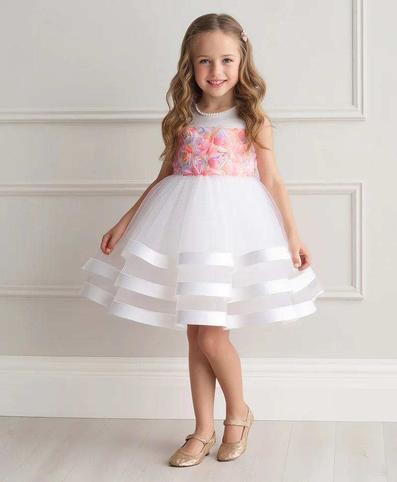 Mark & Mia Mark & Mia Rose Embellished and Bow Detailed Party Dress - White