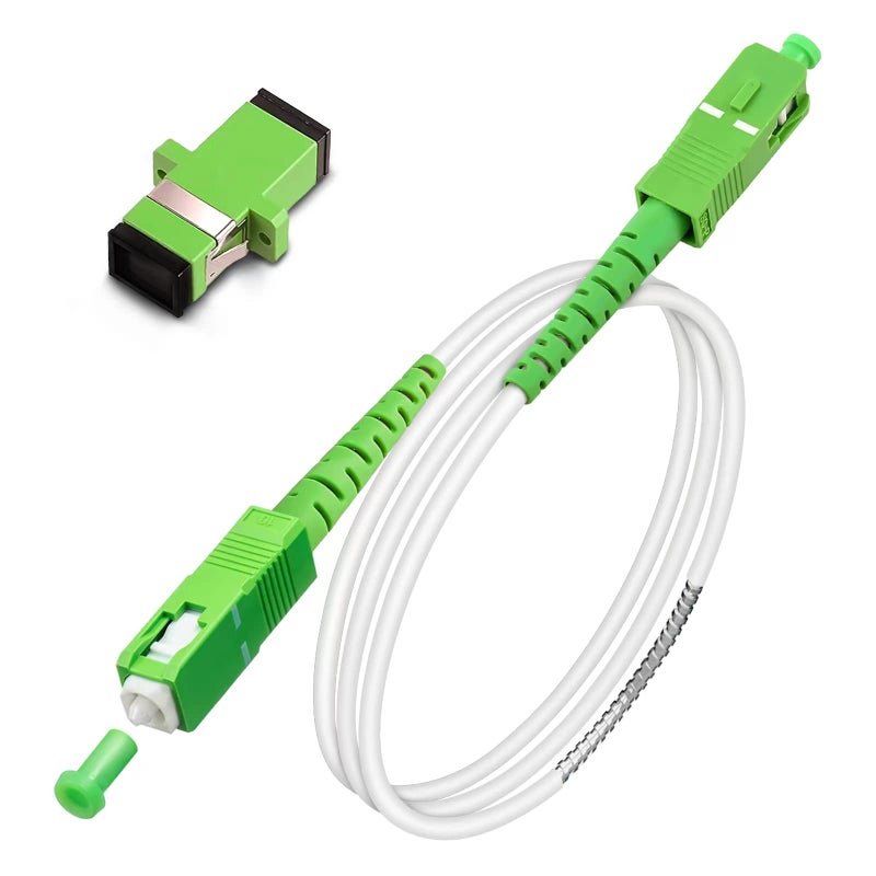 Bangun SC/APC to SC/APC Fiber Optic Internet Cable, Armored Single Mode Patch Cable, Fiber Optic Jumper Optical Patch Cord - SIMPLEX - 9/125um - OS1/OS2 Compatible, LSZH White, 1m - Image 1