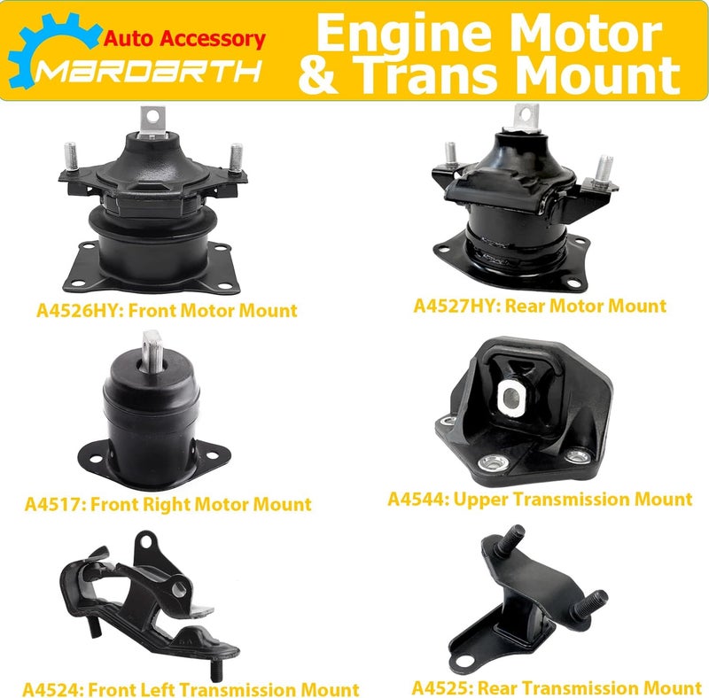 Mardarth Engine Motor and Transmission Mount Set for 2003-2007 Accord LX EX SE 3.0L Automatic - Image 2