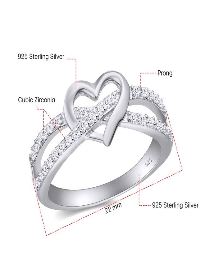 AFFY Infinity Heart Promise Ring Round White Cubic Zirconia Split Shank Jewelry for Women in 14k White Gold Over Sterling Silver Gift For Her Jewelry Ring Size-7 - Image 2