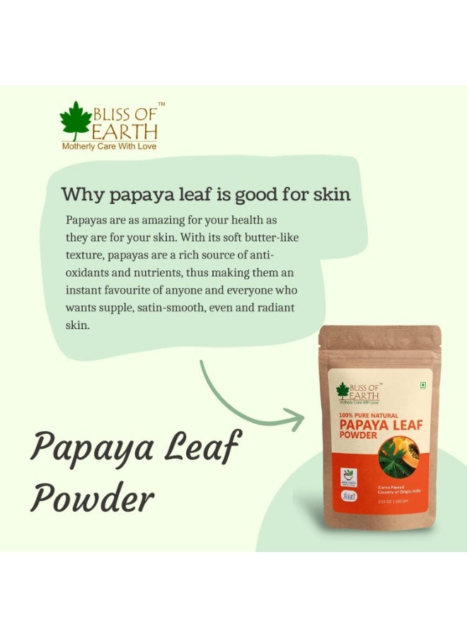 BLISS OF EARTH 100% Pure Papaya Leaf Powder 3x100GM Carica Papaya Helps Digestion & Increases Platelets Anti Oxidant Skin Rejuvenation 300gm - Image 5