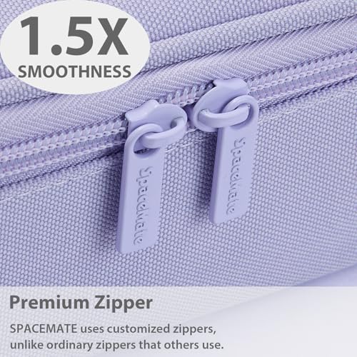 SPACEMATE Pencil Case Pouch Box Bag School Supplies Girls Boys Kids, Cute Preppy Stuff Large Big Capacity Aesthetic Pen Organizer, Back to College Stationary, Light Purple, Standard Stlye, 1800ml - Image 4