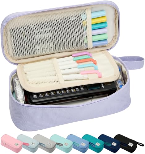 SPACEMATE Pencil Case Pouch Box Bag School Supplies Girls Boys Kids, Cute Preppy Stuff Large Big Capacity Aesthetic Pen Organizer, Back to College Stationary, Light Purple, Standard Stlye, 1800ml - Image 1