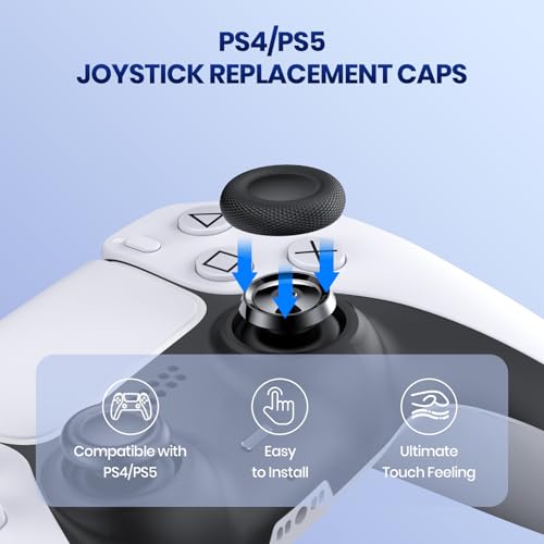 NEWDERY Joystick Replacement Grip Caps for PS4/PS5 Controller, PS5/PS4 Thumb Grips Caps, Anti-Stickiness, Anti-Slip, Anti-Scratch, Anti-Fingerprint, PS4/PS5 Joystick Caps Replacement Parts-(10pcs) - Image 2
