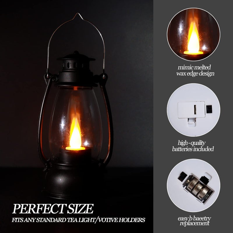 Reperla 5.1 inch Mini Lanterns 6-Pcs LED Candle Small Lanterns Decorative Indoor Outdoor Hanging Light Ornaments Home Decor for Weddings Western Camping Party Halloween Christmas Decorations - Image 3